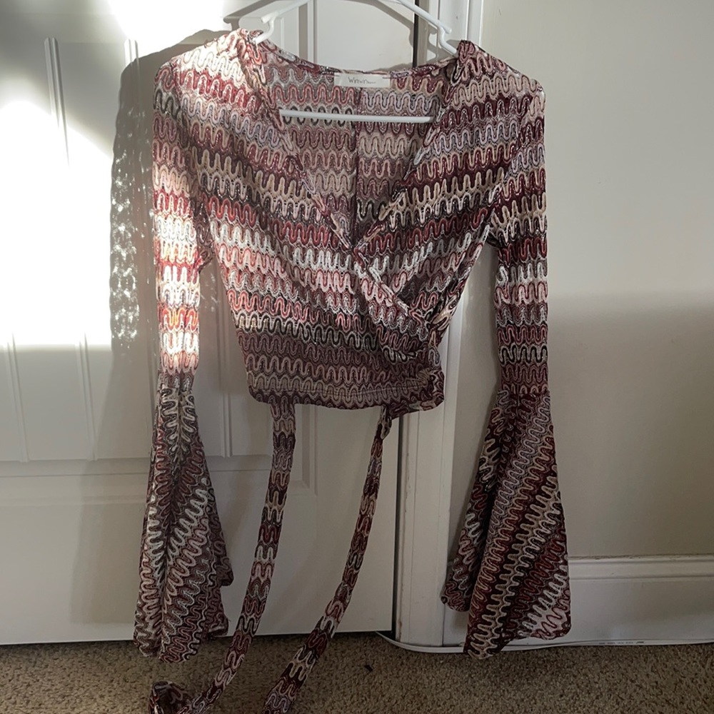 Multi-print Long Sleeve Crop Top